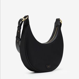 JW Pei Black Carly Nylon Saddle Sling Bag